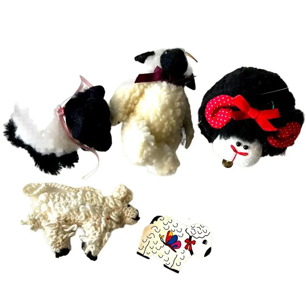 Lot of Assorted Vintage Sheep Ornaments Folk Art Cottage Country Farm